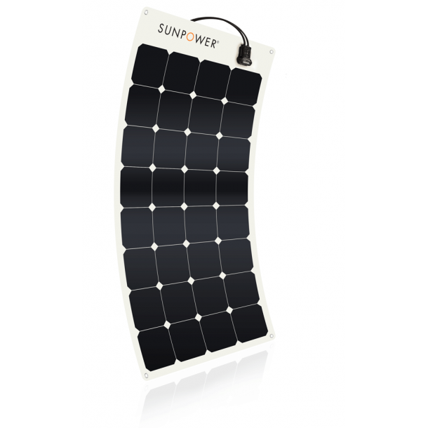 SUNPOWER 110W fleksibelt solcellepanel m/ monokrystallinske bakkontakt-solceller